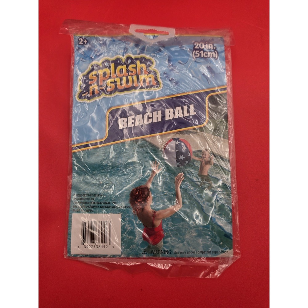 Splash & Swim 20” Red, White, & Blue Beach Ball July 4th NIP Holiday Summer
